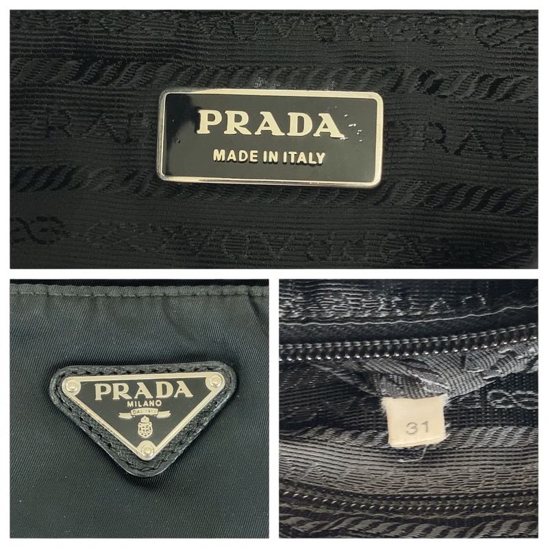 Prada Tessuto Triangle Logo Plate Unisex Black Nylon Crossbody Shoulder Bag