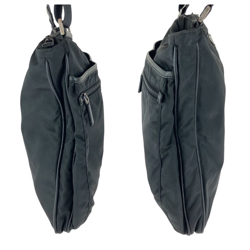 Prada Tessuto Triangle Logo Plate Unisex Black Nylon Crossbody Shoulder Bag