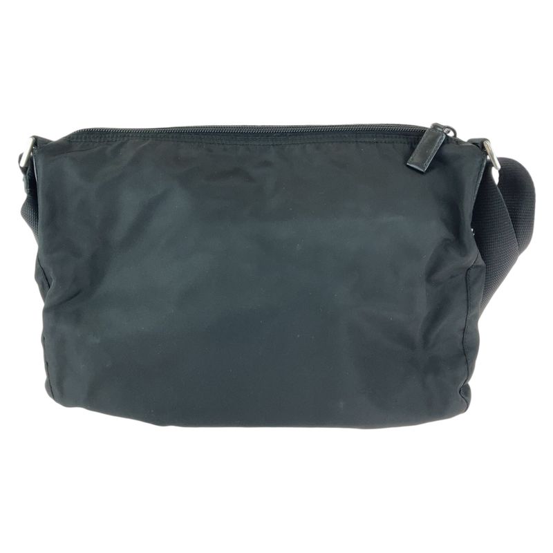 Prada Tessuto Triangle Logo Plate Black Silver Hardware Nylon Shoulder Bag