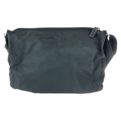 Prada Tessuto Triangle Logo Plate Black Silver Hardware Nylon Shoulder Bag