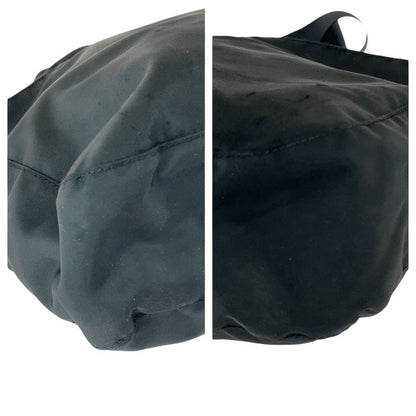 Prada Tessuto Triangle Logo Plate Black Silver Hardware Nylon Shoulder Bag