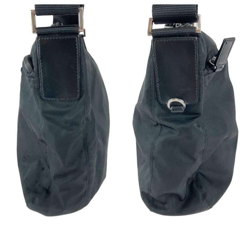 Prada Tessuto Triangle Logo Plate Black Silver Hardware Nylon Shoulder Bag