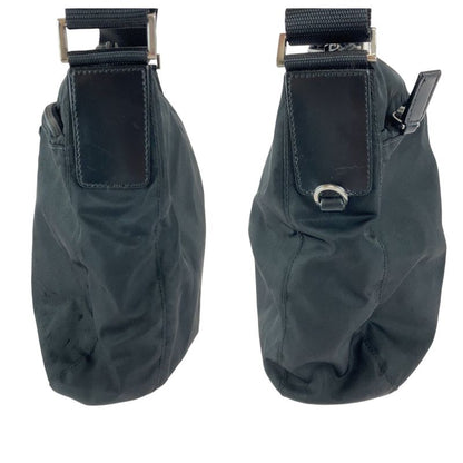 Prada Tessuto Triangle Logo Plate Black Silver Hardware Nylon Shoulder Bag