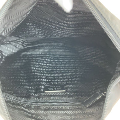Prada Tessuto Triangle Logo Plate Black Silver Hardware Nylon Shoulder Bag