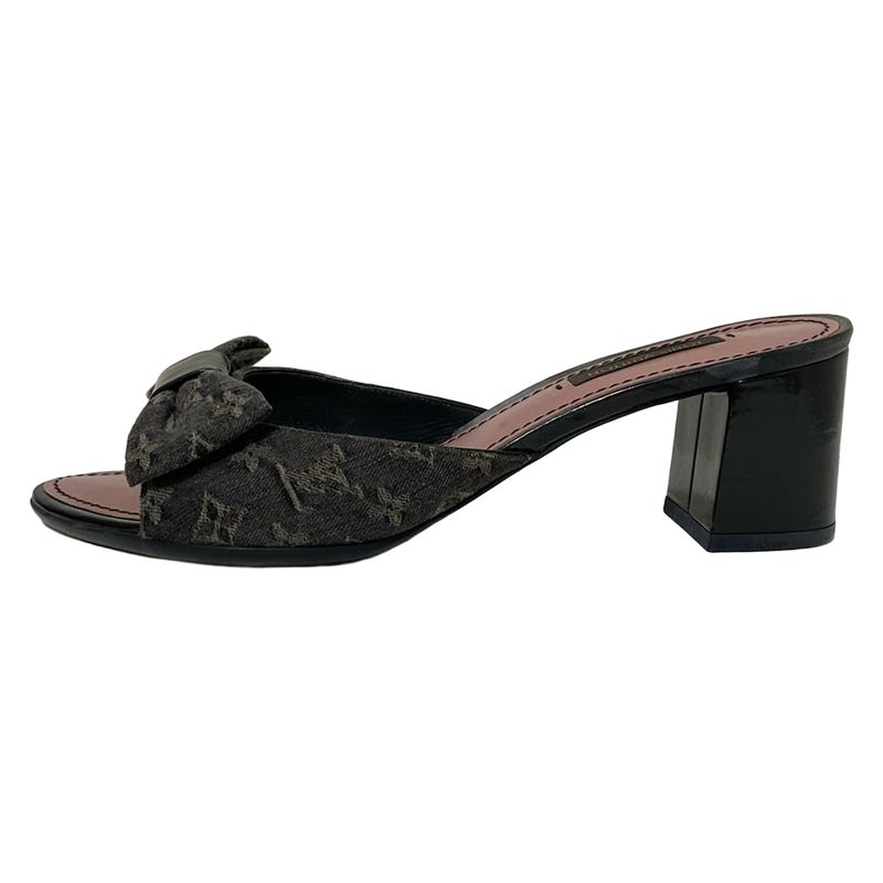 Louis Vuitton Mules 36 1 2 Women's - Dark Gray And Gray And Black Ribbon Leather