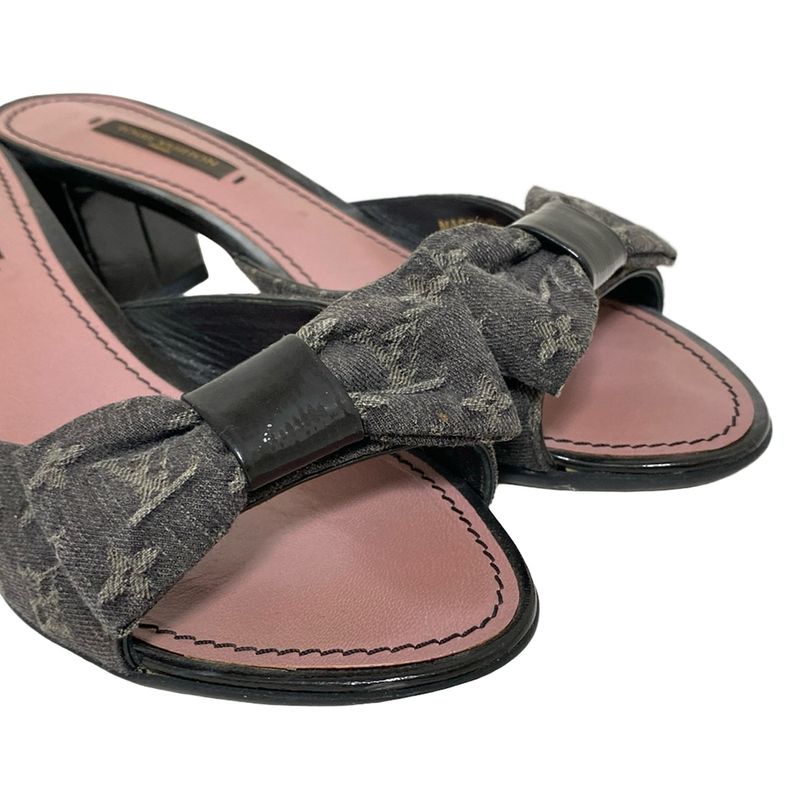 Louis Vuitton Mules 36 1 2 Women's - Dark Gray And Gray And Black Ribbon Leather