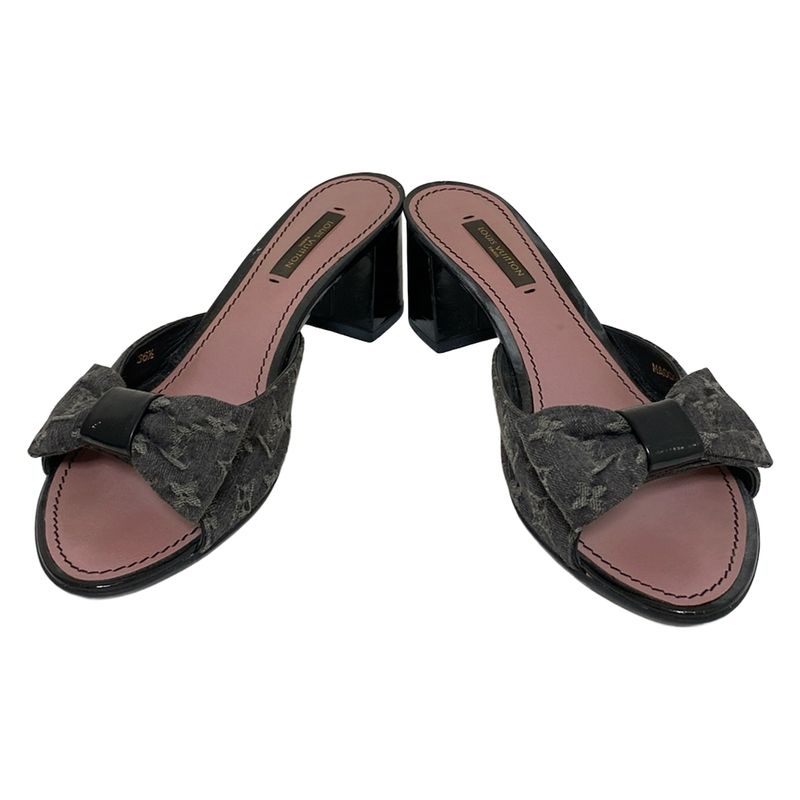 Louis Vuitton Mules 36 1 2 Women's - Dark Gray And Gray And Black Ribbon Leather