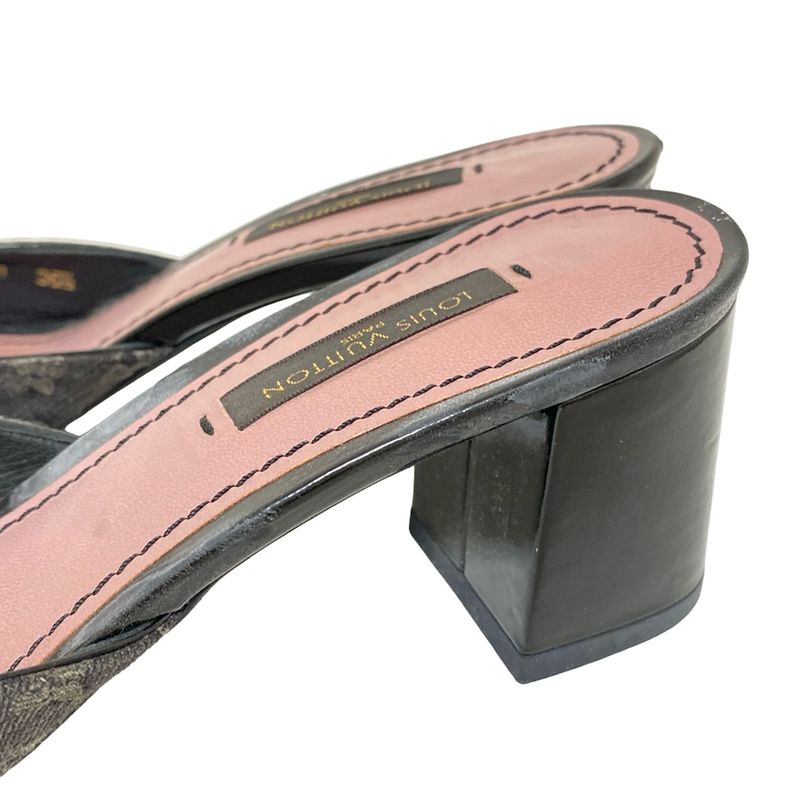 Louis Vuitton Mules 36 1 2 Women's - Dark Gray And Gray And Black Ribbon Leather