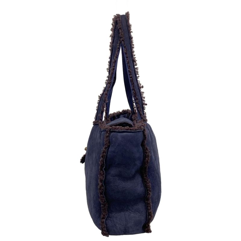 Chanel Handbag - A11746 Dark Navy And Dark Brown Vintage Gold Hardware Mouton