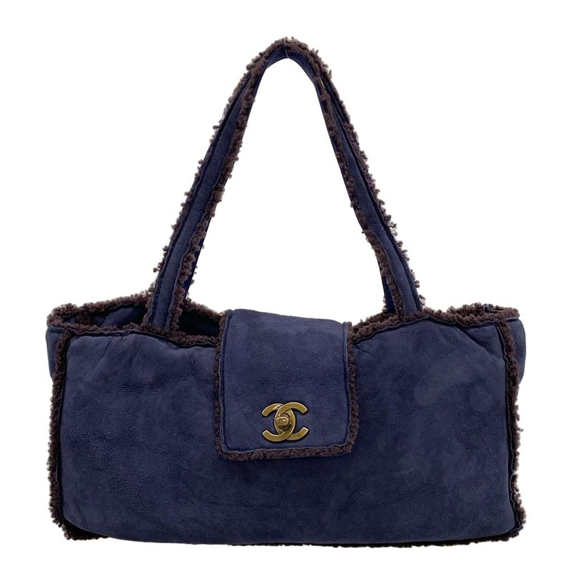 Chanel Handbag - A11746 Dark Navy And Dark Brown Vintage Gold Hardware Mouton