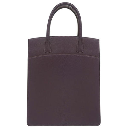 Hermes Tote Bag White Bass Up Chèvre Raisin Gold Hardware Purple F Engraved