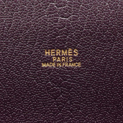Hermes Tote Bag White Bass Up Chèvre Raisin Gold Hardware Purple F Engraved