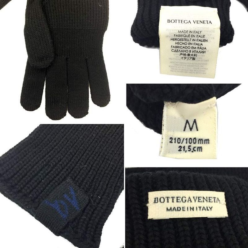 Bottega Veneta Knit Gloves Wool Black Size M Unused Aq5465