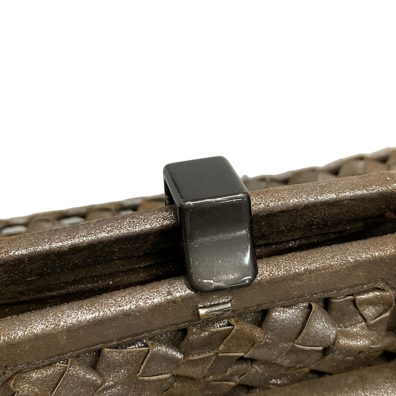 Bottega Veneta Handbag Intrecciato 156674 Silver And Brown Limited Edition Of