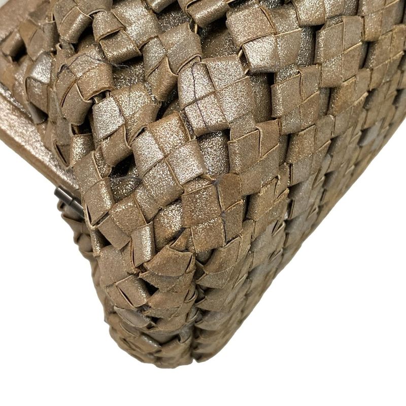 Bottega Veneta Handbag Intrecciato 156674 Silver And Brown Limited Edition Of