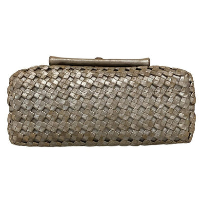 Bottega Veneta Handbag Intrecciato 156674 Silver And Brown Limited Edition Of