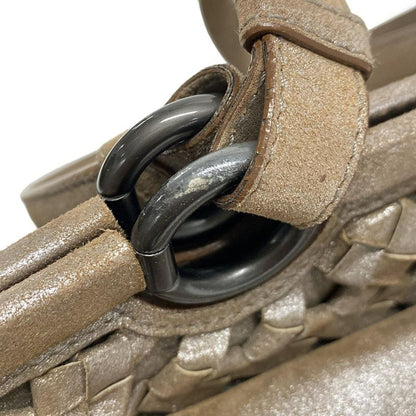 Bottega Veneta Handbag Intrecciato 156674 Silver And Brown Limited Edition Of