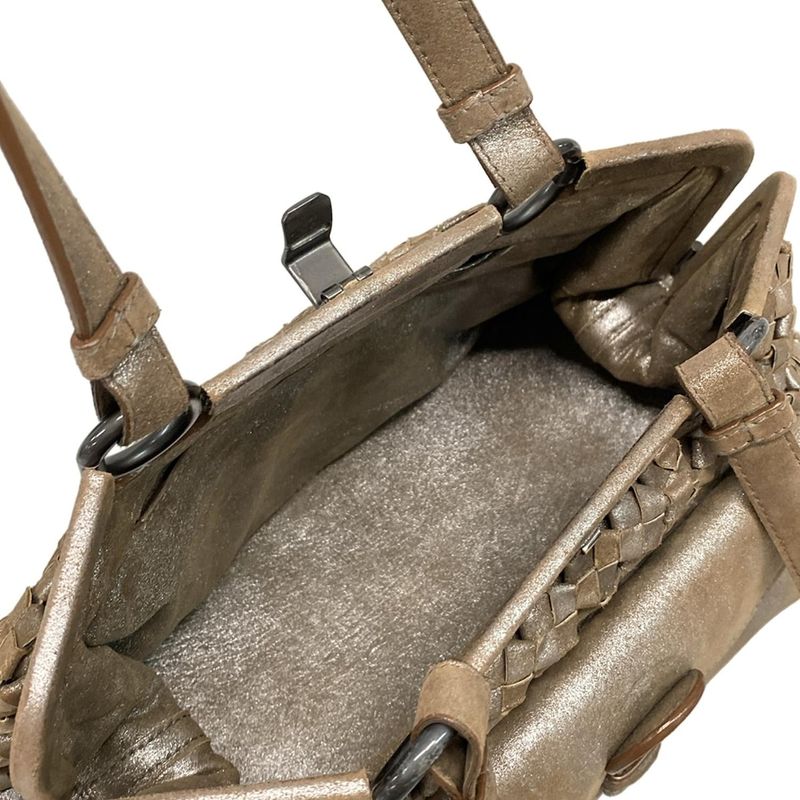 Bottega Veneta Handbag Intrecciato 156674 Silver And Brown Limited Edition Of