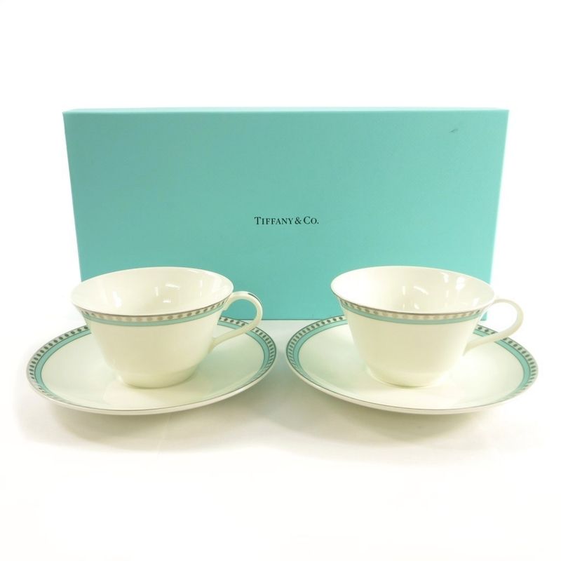 Tiffany & Co Tiffany & CO Platinum Blue Band Cup & Saucer Coffee Cup Tea