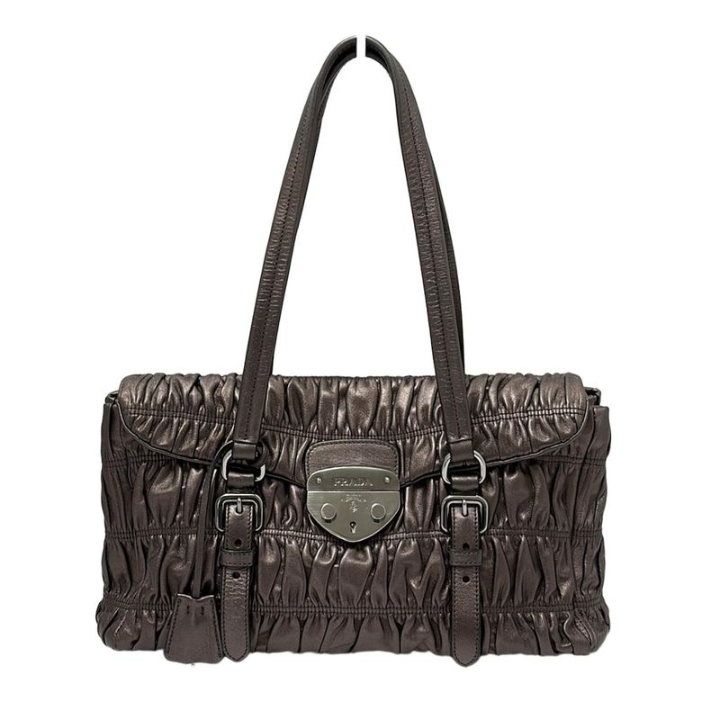 Prada Handbag - Dark Brown Gathered Leather