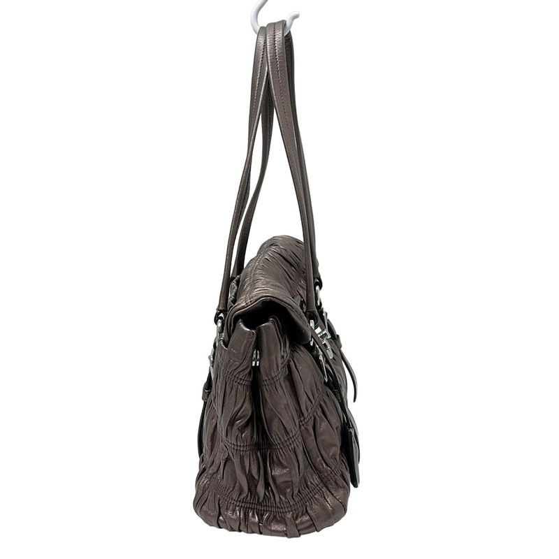 Prada Handbag - Dark Brown Gathered Leather
