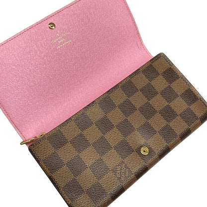 Louis Vuitton Vivienne Portefeuille Sarah NM N40722 Ebène And Rose Long Wallet