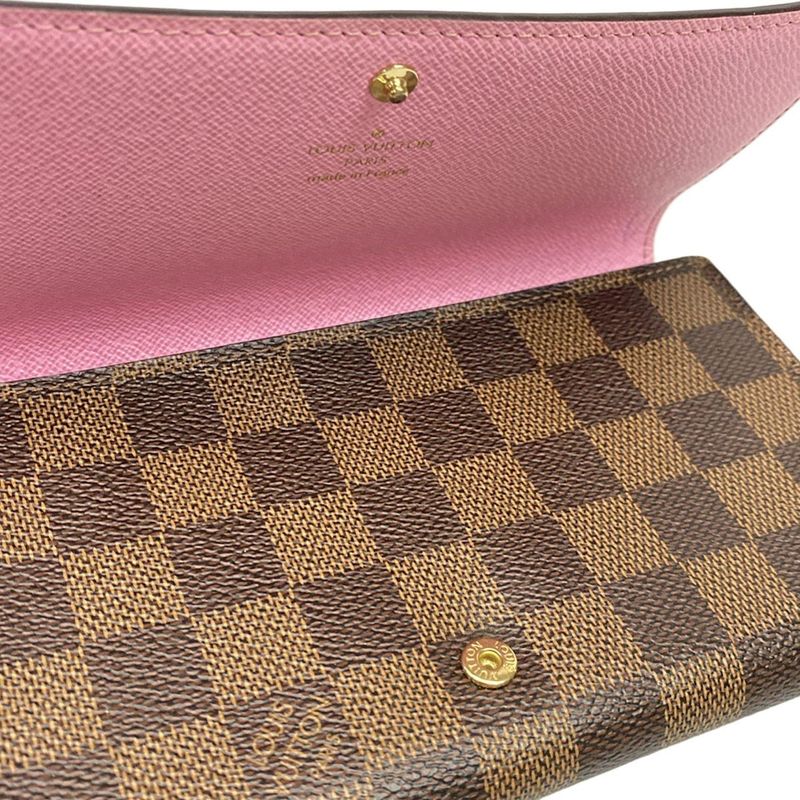 Louis Vuitton Vivienne Portefeuille Sarah NM N40722 Ebène And Rose Long Wallet
