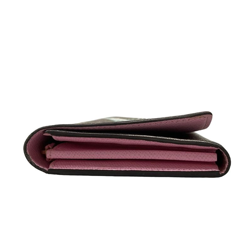 Louis Vuitton Vivienne Portefeuille Sarah NM N40722 Ebène And Rose Long Wallet