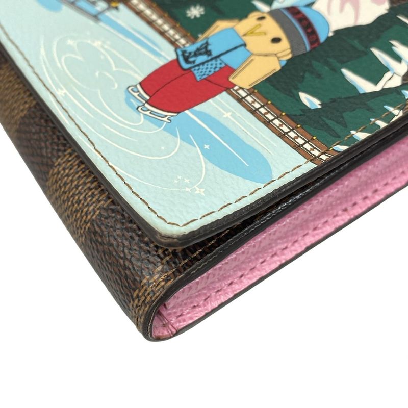 Louis Vuitton Vivienne Portefeuille Sarah NM N40722 Ebène And Rose Long Wallet