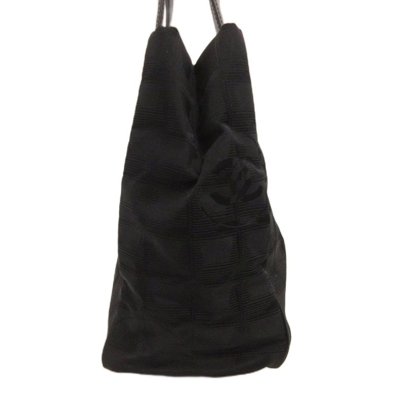 Chanel New Travel Line Tote Bag Jacquard Coco Mark Black