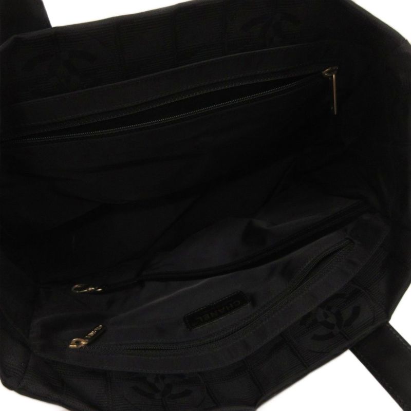 Chanel New Travel Line Tote Bag Jacquard Coco Mark Black