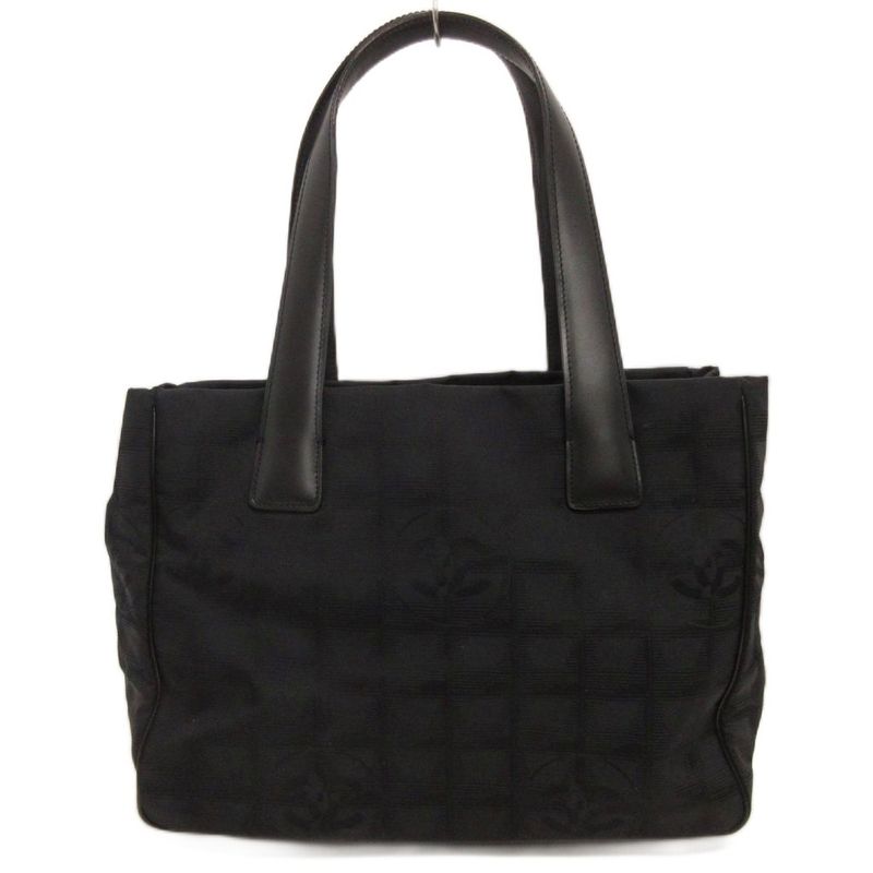 Chanel New Travel Line Tote Bag Jacquard Coco Mark Black