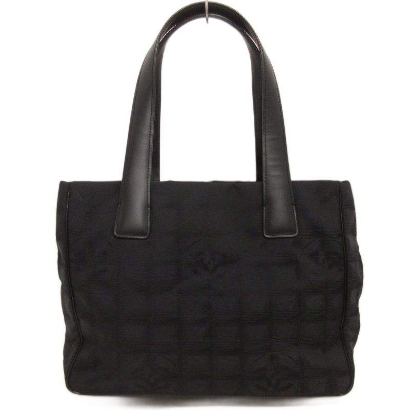 Chanel New Travel Line Tote Bag Jacquard Coco Mark Black