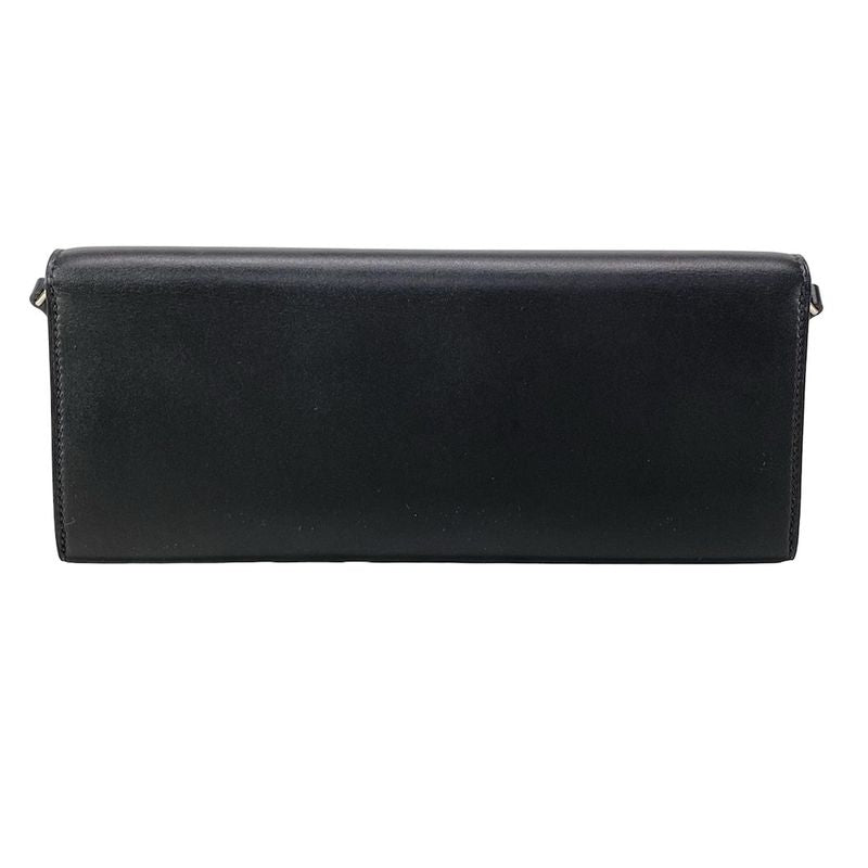 Hermes Wallet Chaine D'ancre Togo Black Shoulder Wallet Silver Hardware