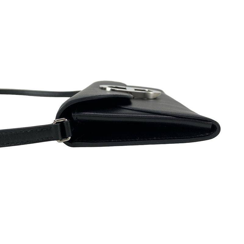 Hermes Wallet Chaine D'ancre Togo Black Shoulder Wallet Silver Hardware