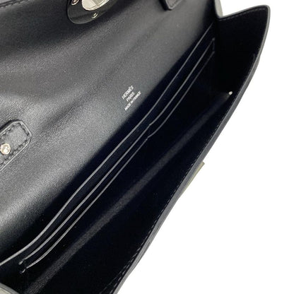 Hermes Wallet Chaine D'ancre Togo Black Shoulder Wallet Silver Hardware