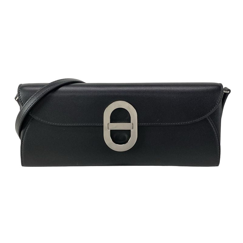Hermes Wallet Chaine D'ancre Togo Black Shoulder Wallet Silver Hardware