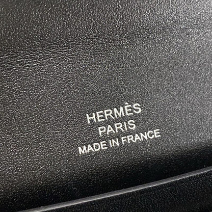 Hermes Wallet Chaine D'ancre Togo Black Shoulder Wallet Silver Hardware