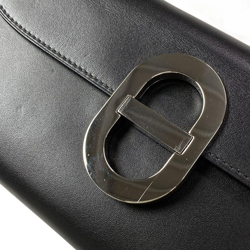 Hermes Wallet Chaine D'ancre Togo Black Shoulder Wallet Silver Hardware