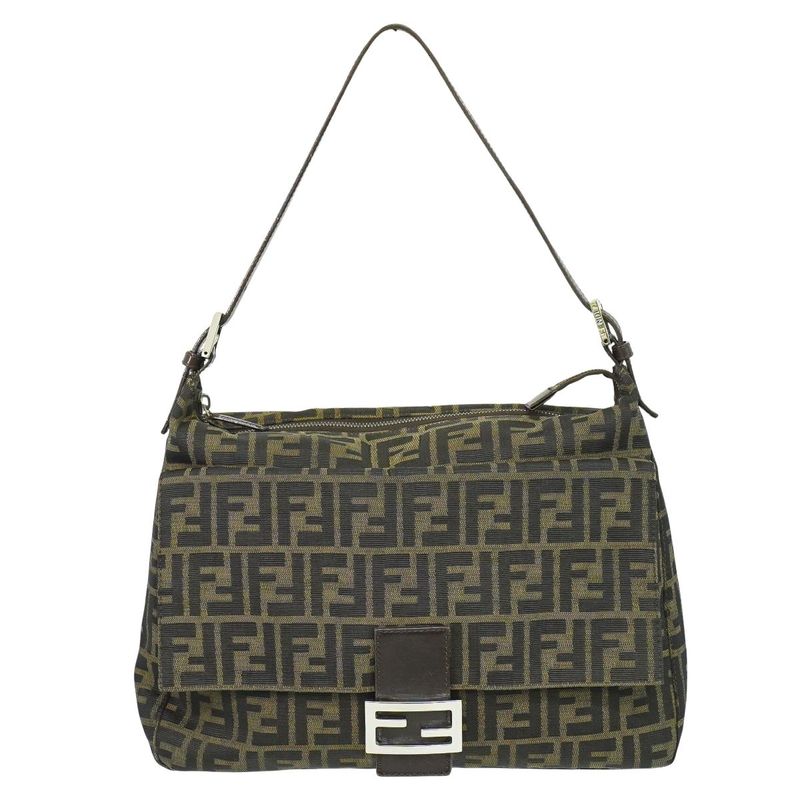 Authentic Fendi Zucca Shoulder Bag Handbag Canvas Brown 264250 Bag Pre-owned