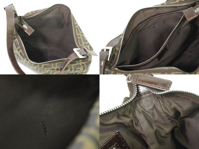 Authentic Fendi Zucca Shoulder Bag Handbag Canvas Brown 264250 Bag Pre-owned