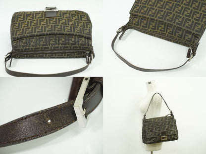 Authentic Fendi Zucca Shoulder Bag Handbag Canvas Brown 264250 Bag Pre-owned