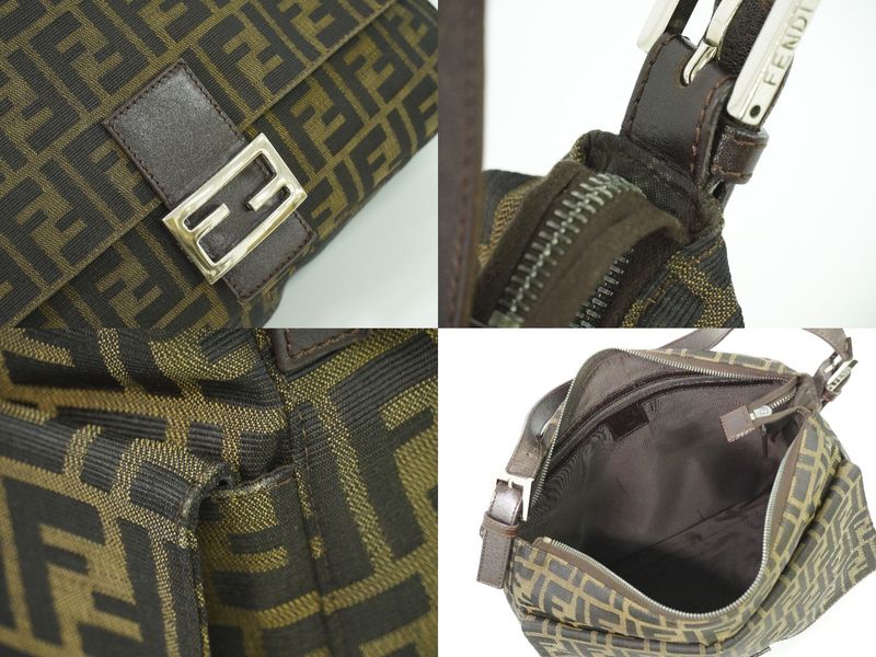 Authentic Fendi Zucca Shoulder Bag Handbag Canvas Brown 264250 Bag Pre-owned