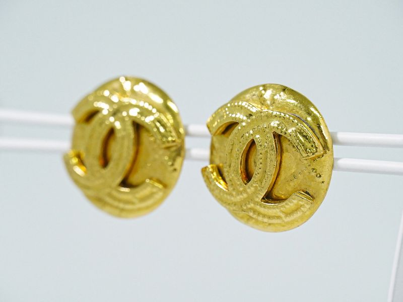 Authentic Chanel Coco Mark Earrings GP Gold Plated Coco Mark Accessories