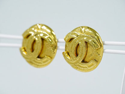 Authentic Chanel Coco Mark Earrings GP Gold Plated Coco Mark Accessories