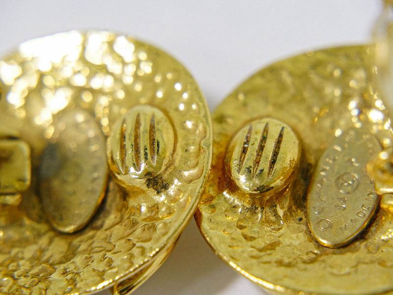 Authentic Chanel Coco Mark Earrings GP Gold Plated Coco Mark Accessories