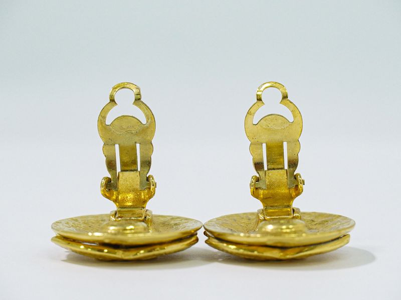 Authentic Chanel Coco Mark Earrings GP Gold Plated Coco Mark Accessories