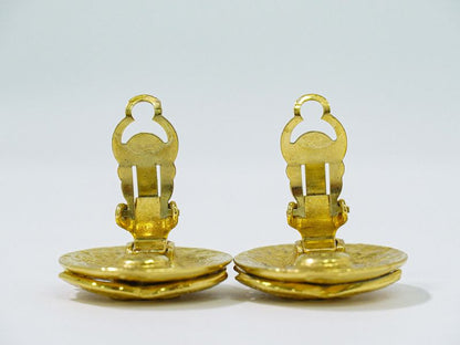 Authentic Chanel Coco Mark Earrings GP Gold Plated Coco Mark Accessories