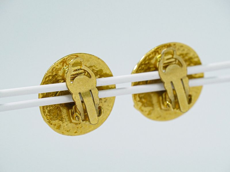 Authentic Chanel Coco Mark Earrings GP Gold Plated Coco Mark Accessories