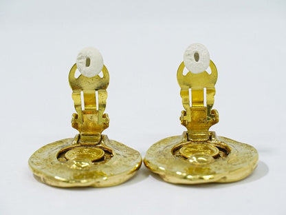 Authentic Chanel Coco Mark Earrings GP Gold Plated Coco Mark Accessories